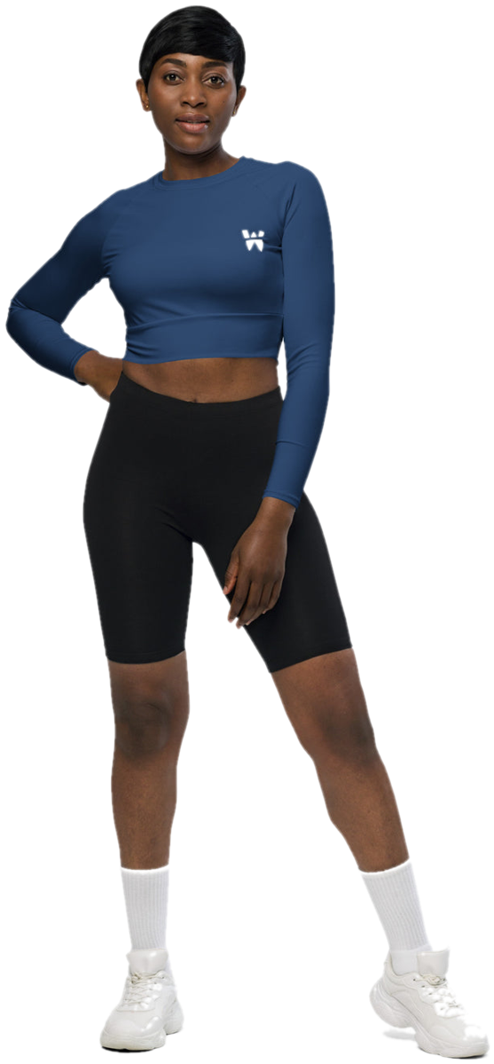 Vapour Long-Sleeve Crop, Cobalt