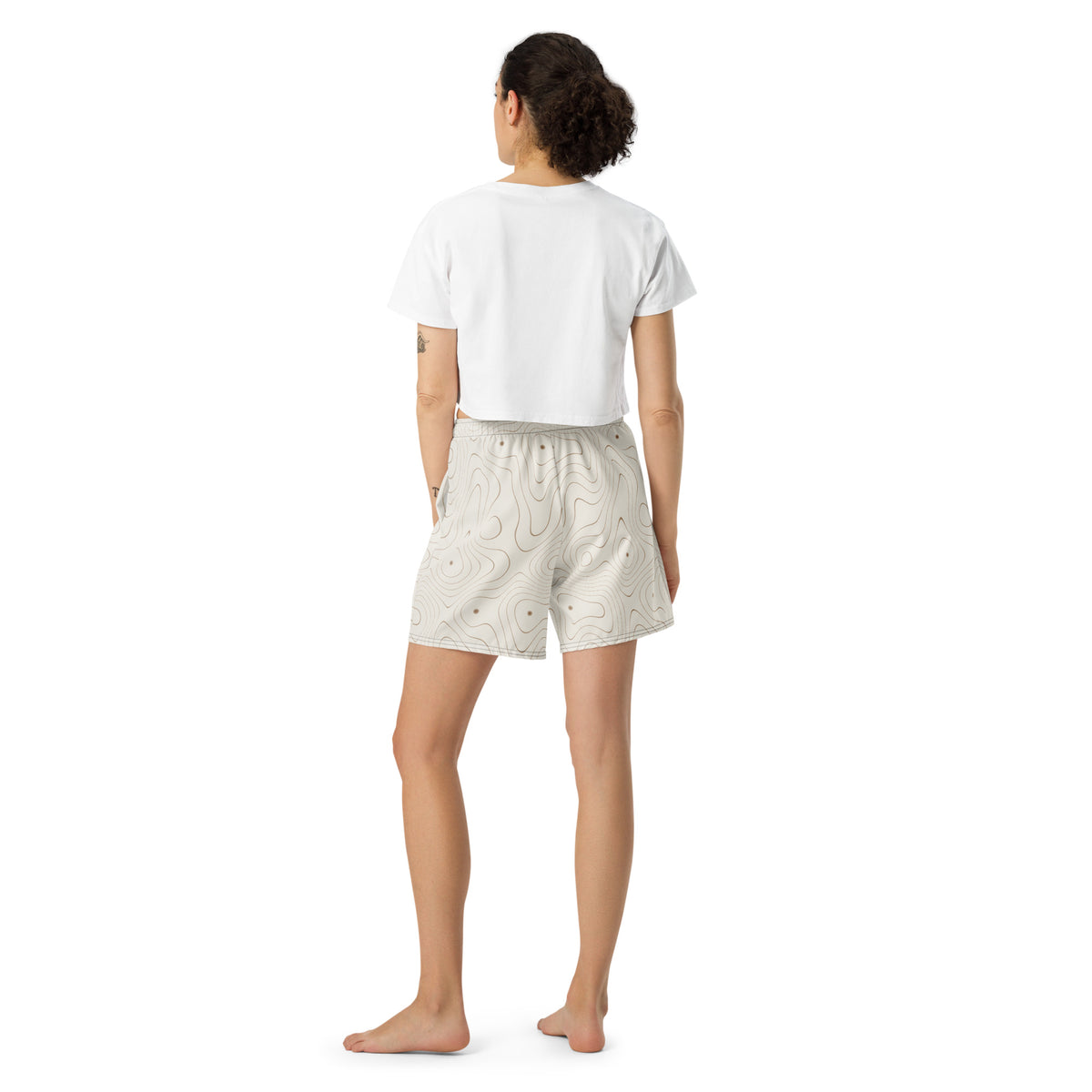 Sculpt Long Short in Cream, back with a white top