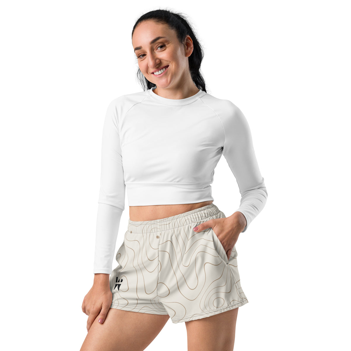 Sculpt Run Short in Cream, front