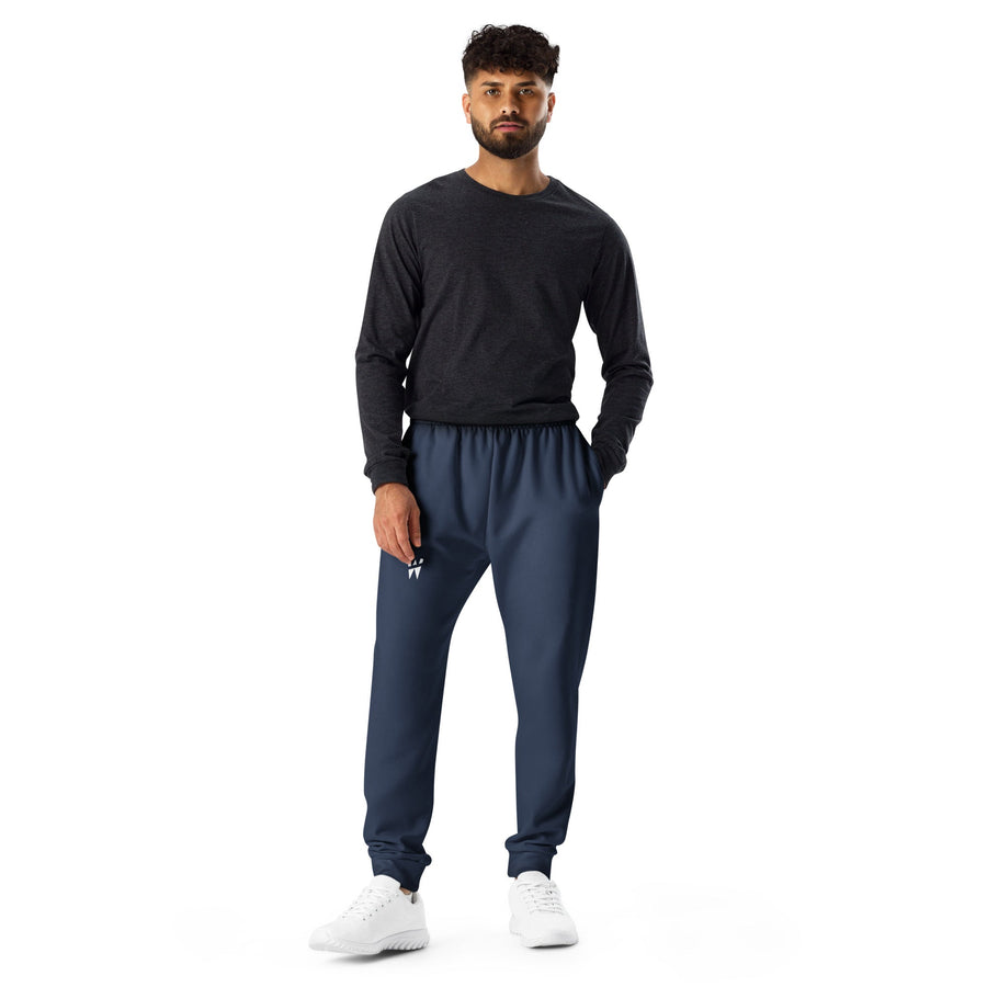 Drift Jogger (Men) in Navy, worn with a long sleeve top