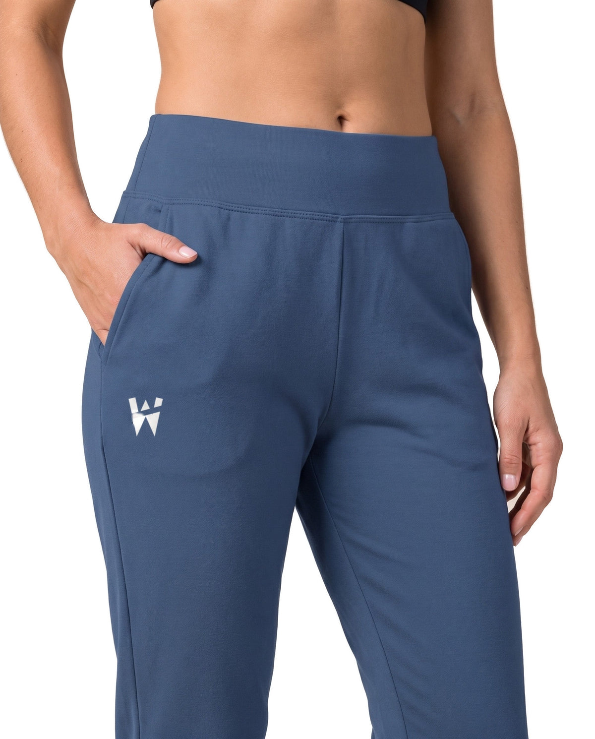 Drift Jogger in Cobalt, waistband and pocket close up